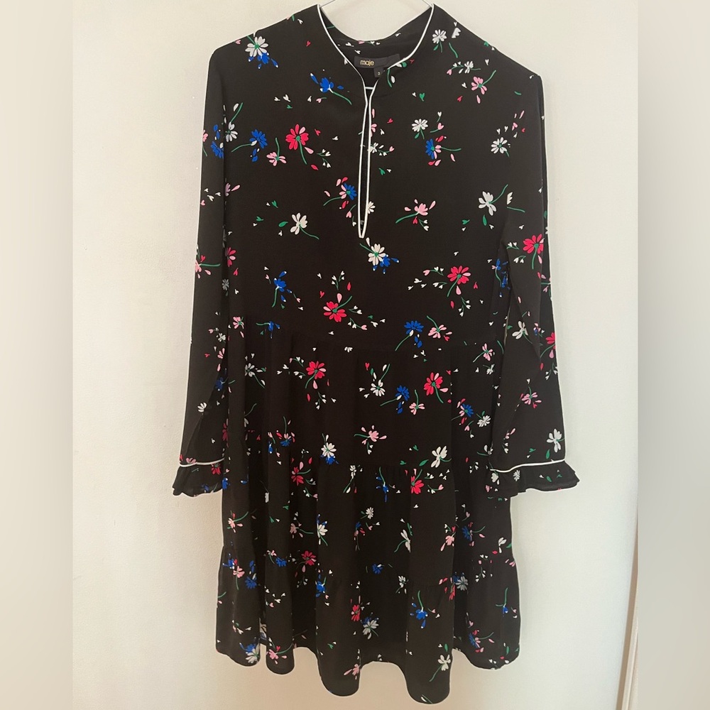 Floral Black Dress Maje size 2